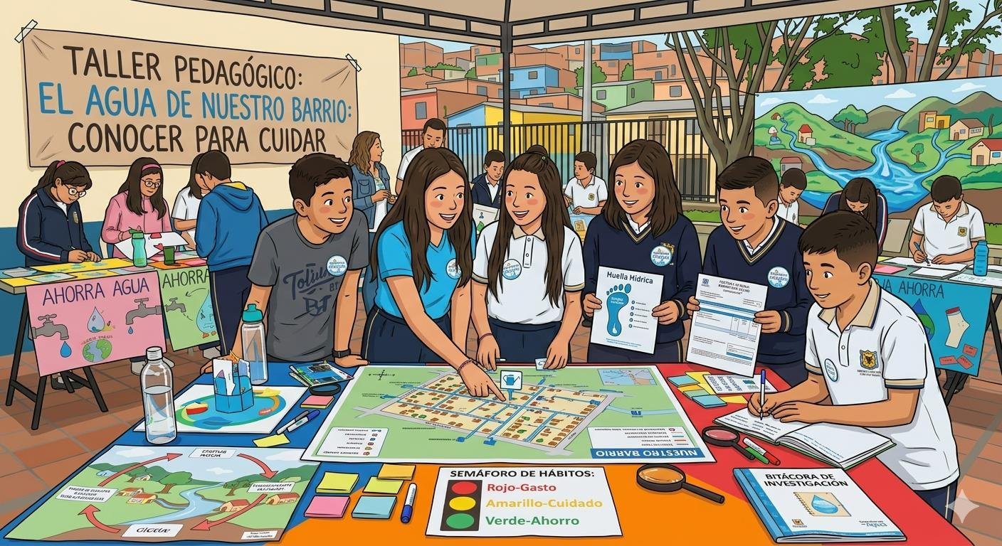Estudiantes investigan el consumo de agua del barrio y diseñan acciones para cuidarla.